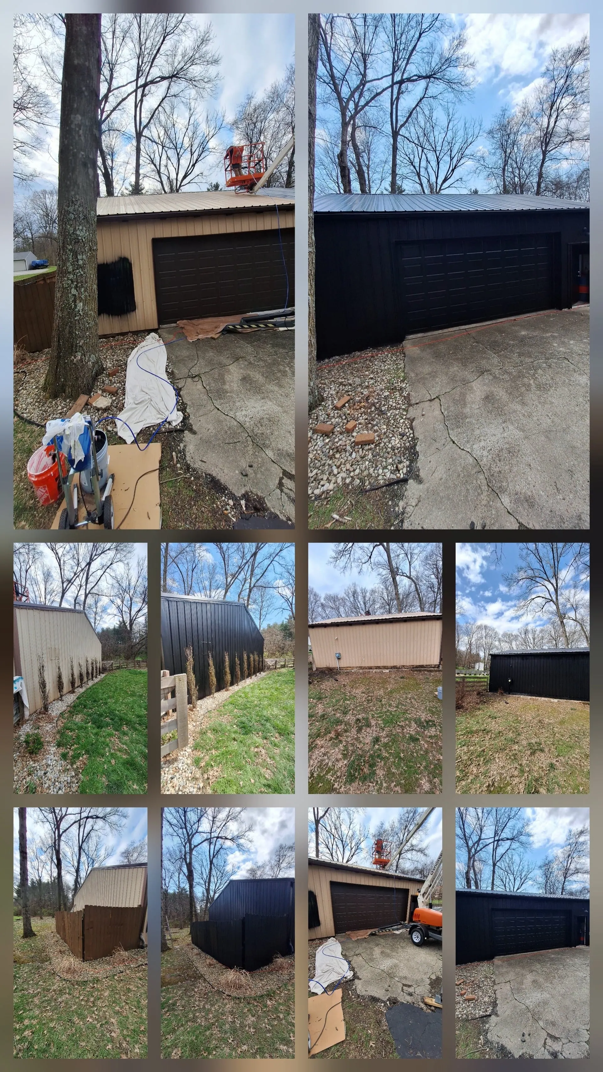 Garage exterior painting project collage