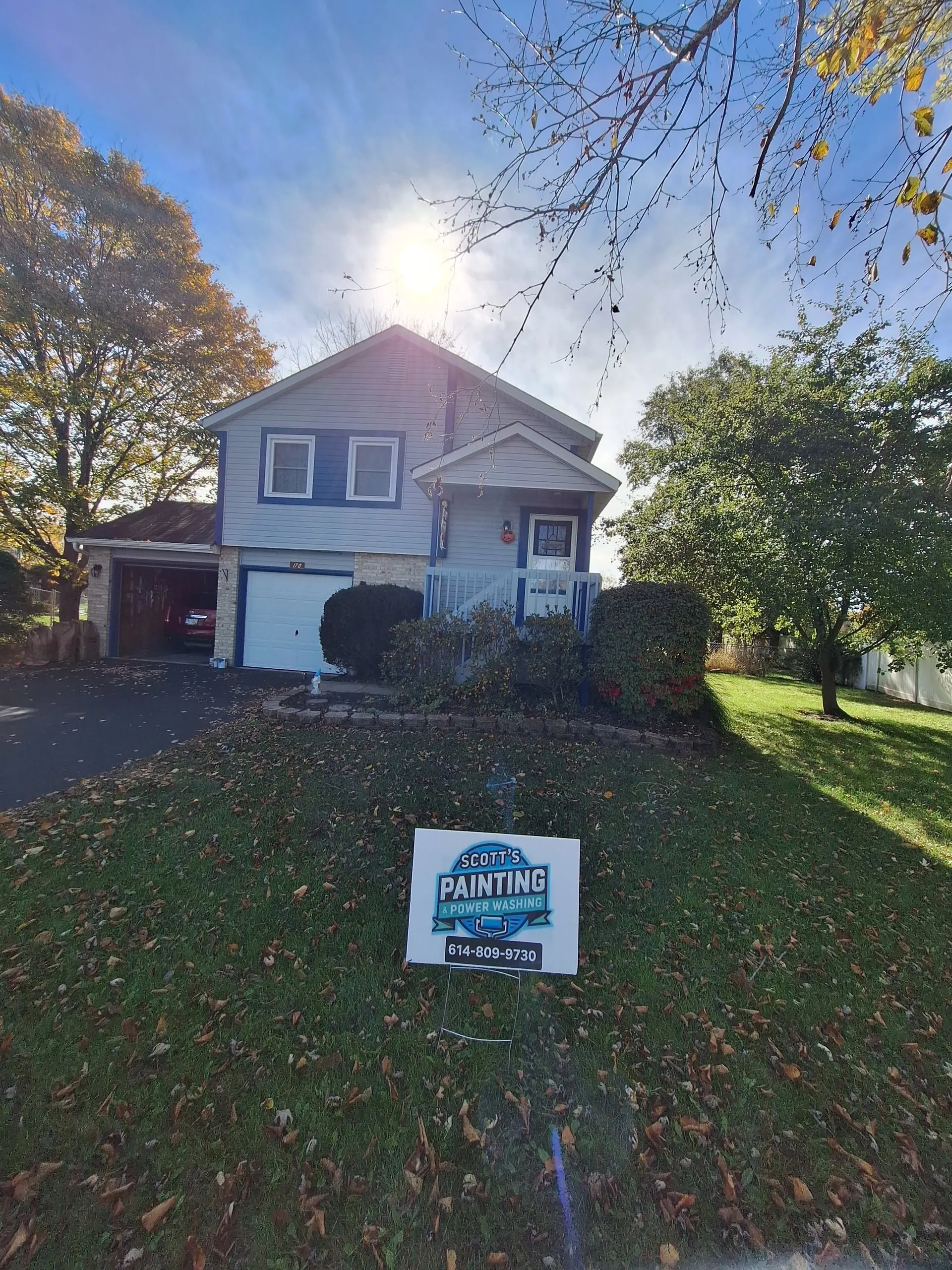 Exterior painting on two-tone home in Ohio