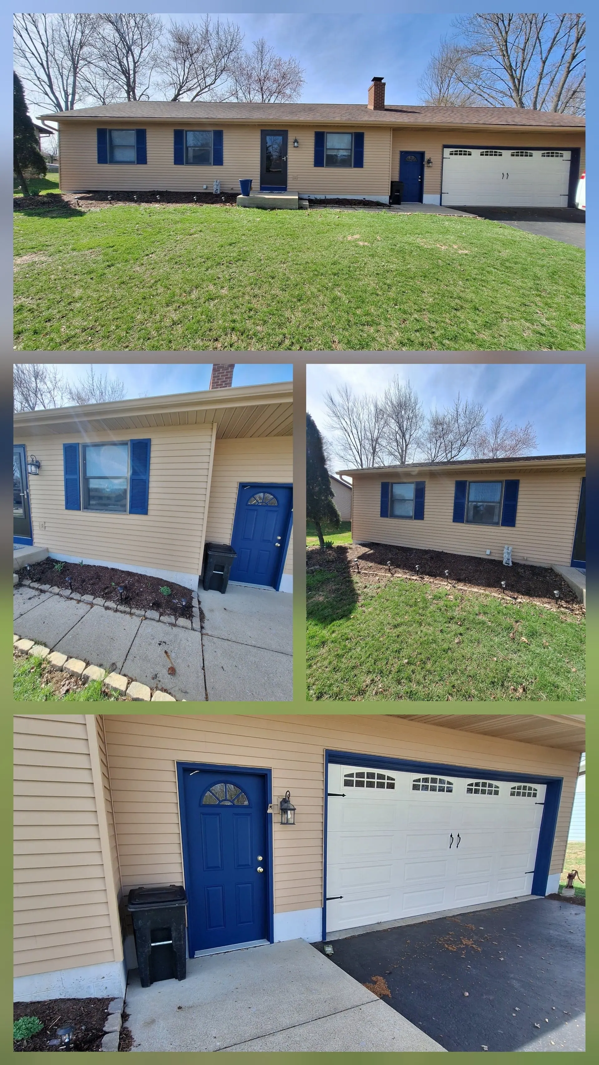 House exterior painting with landscaping