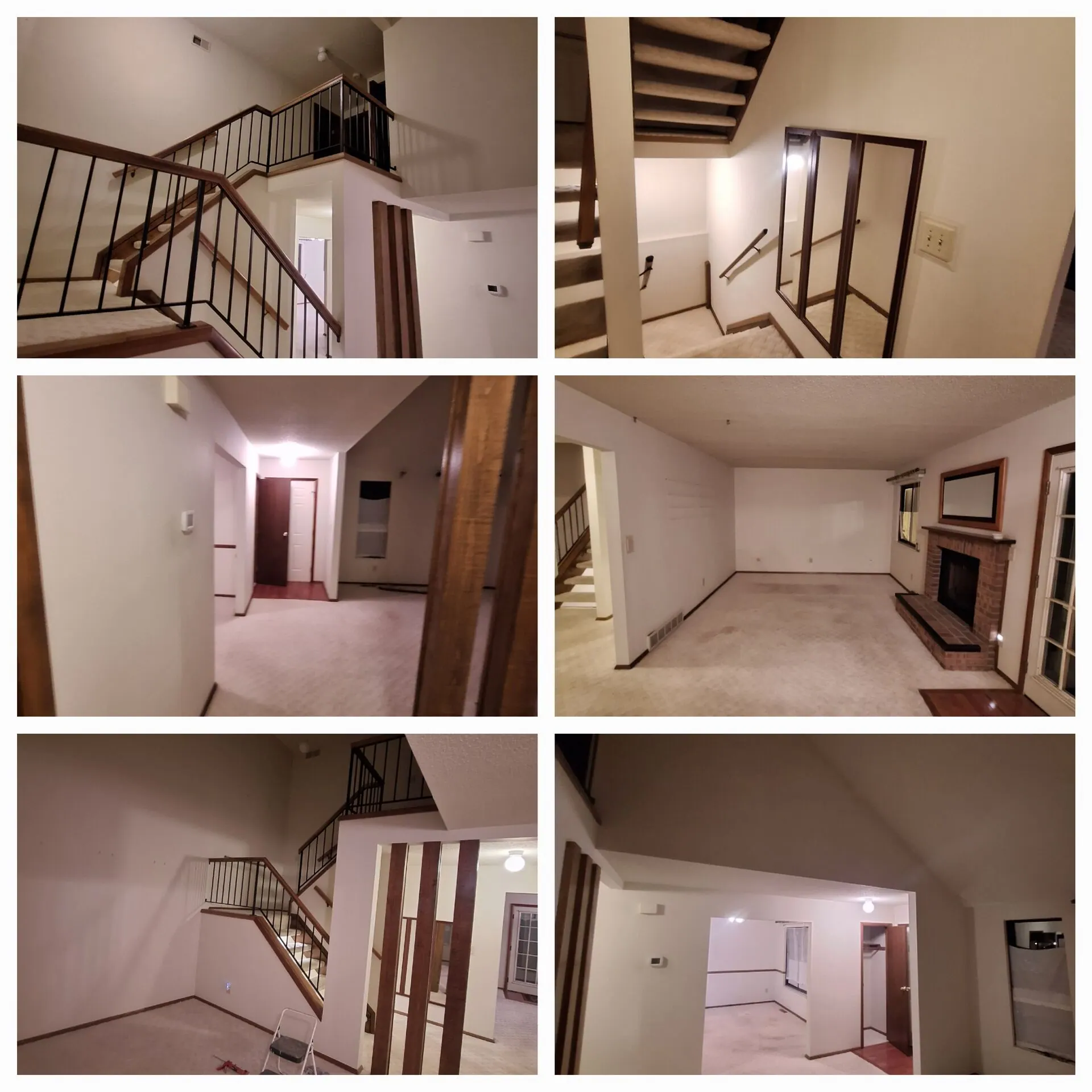 Stairwell and lower level repaint collage in soft blush