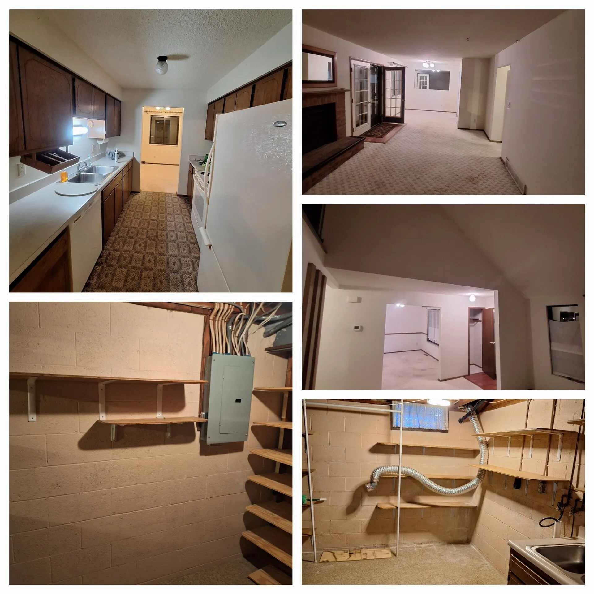 Kitchen, family room and basement repaint collage