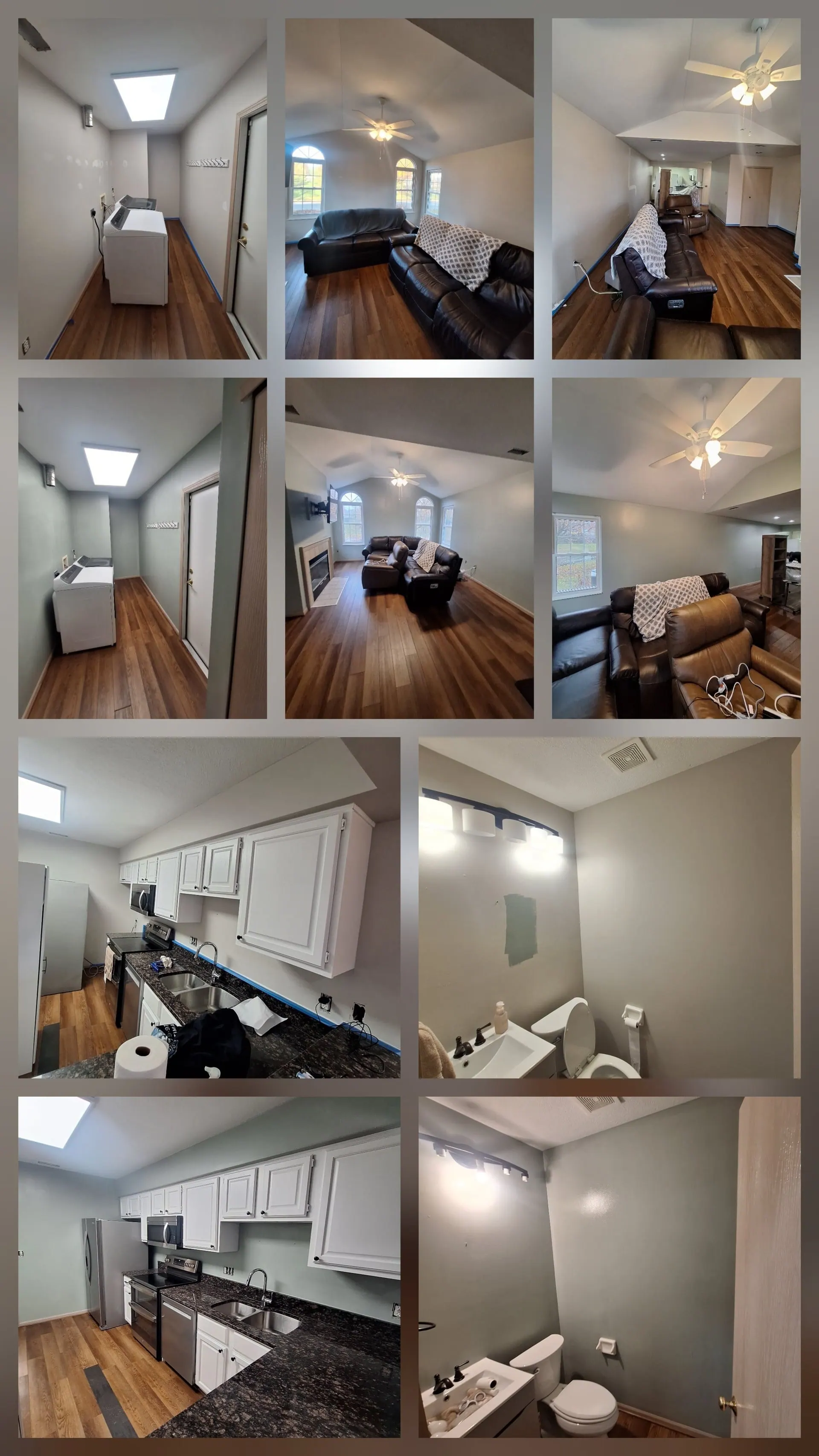 Multi-room interior painting project collage