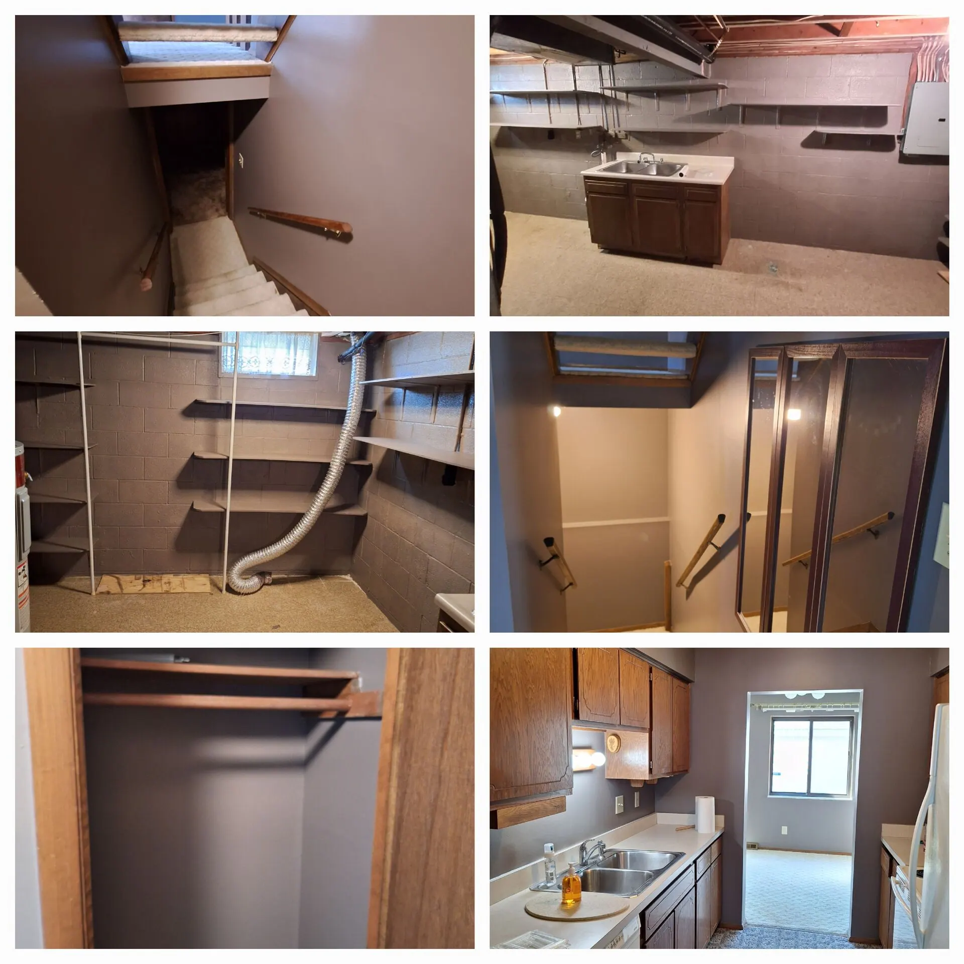 Basement and utility space repaint collage in taupe