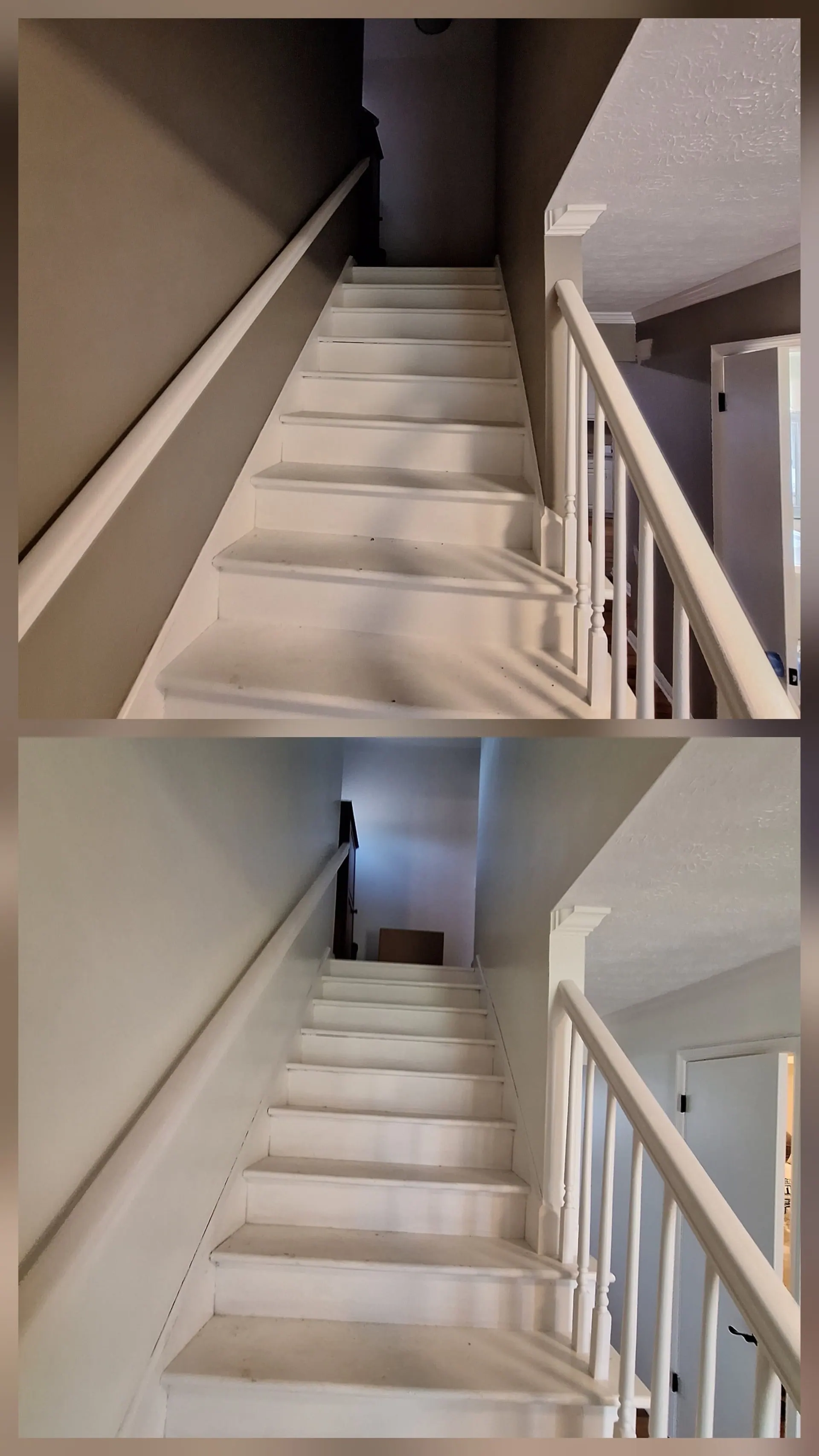 Stairwell before and after interior painting