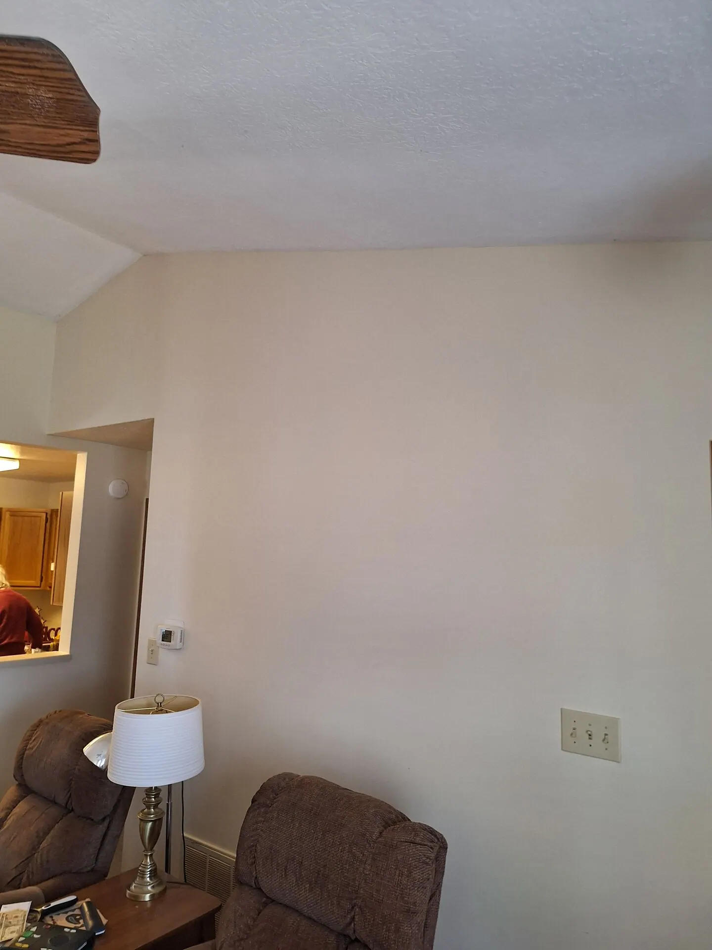 Vaulted living room painted warm white