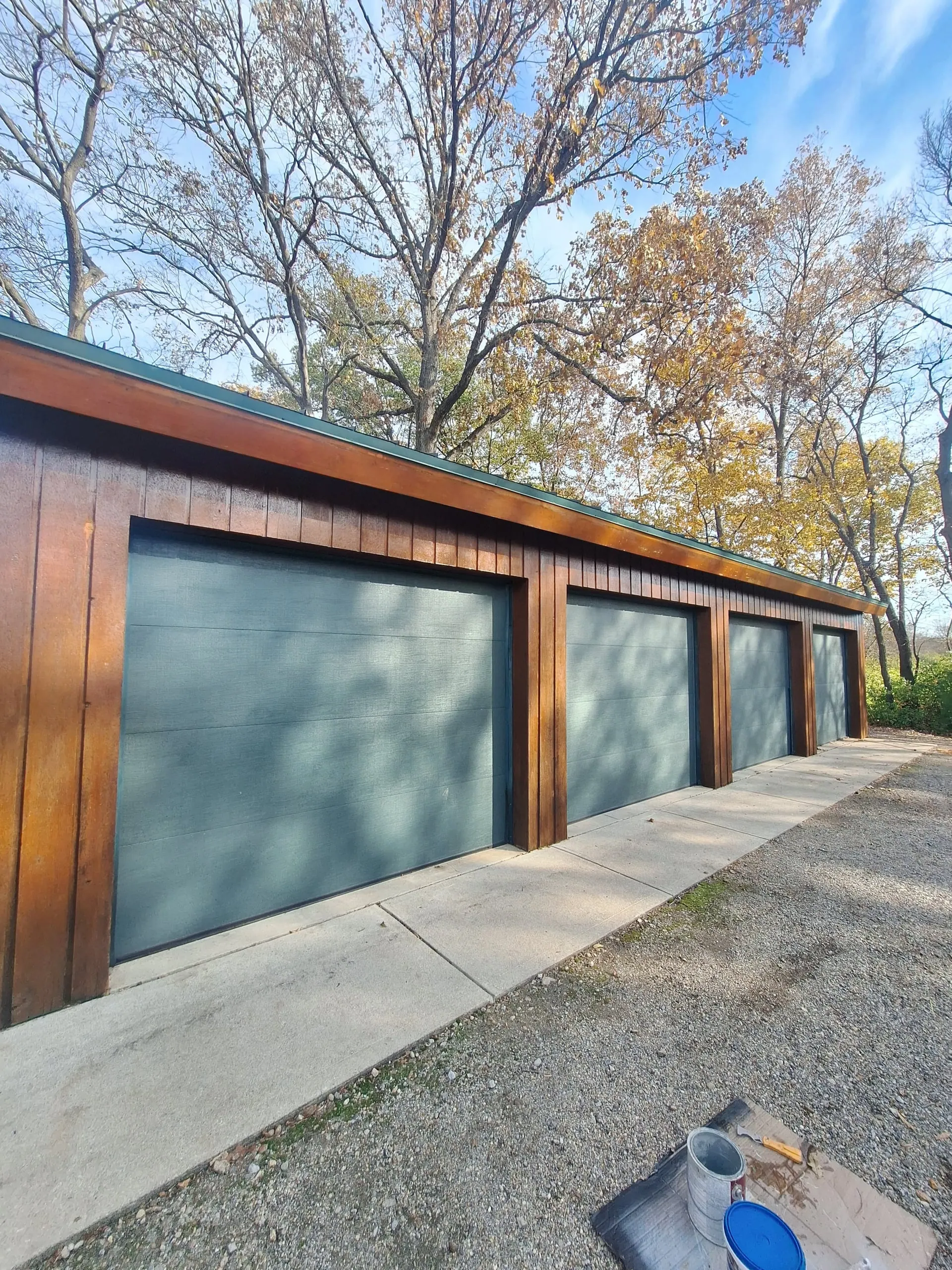 Wood staining on garage exterior in Fairfield County